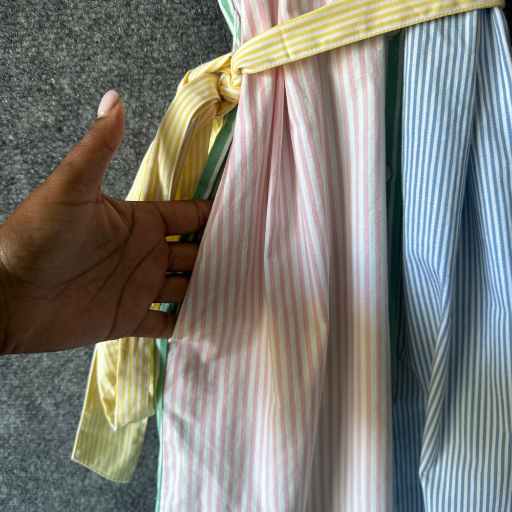 J. Crew Sleeveless Colorblock Shirt Dress in Pastel Blue, Pink & Yellow - Picture 8 of 9